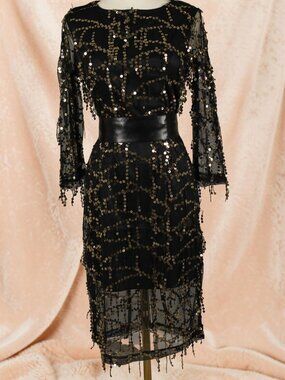 Black and Gold Sequin Party Dress by Couture Lee